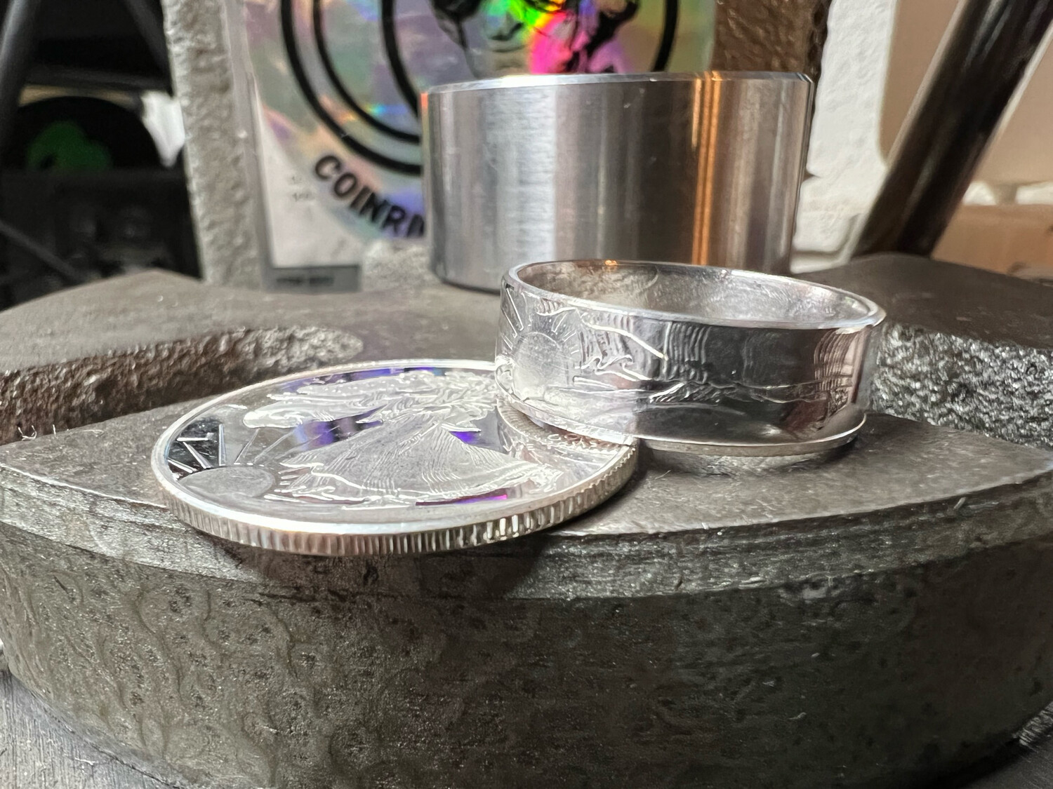 Walking Liberty 1/4 Oz Silver Round Coin Ring
