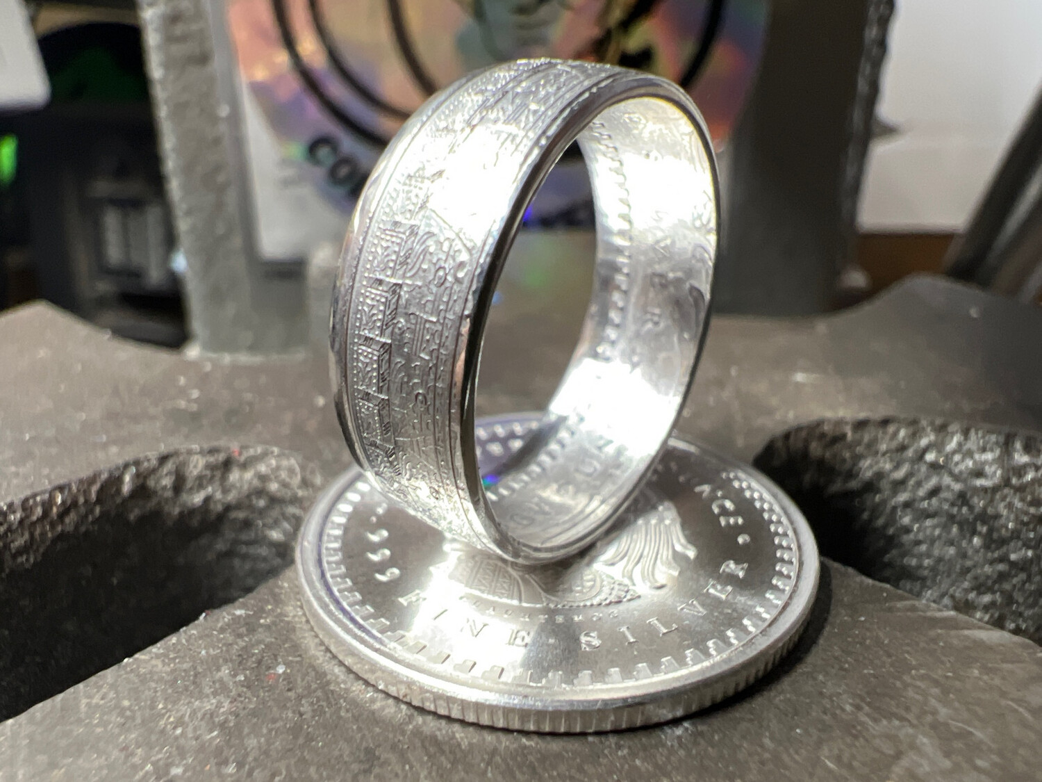 Aztec 1/4 Oz Silver Round Coin Ring