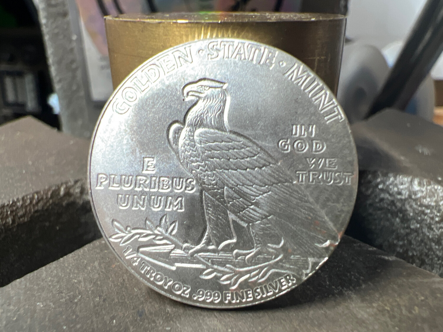  Incuse Indian 1/4 Oz Silver Round Coin Ring