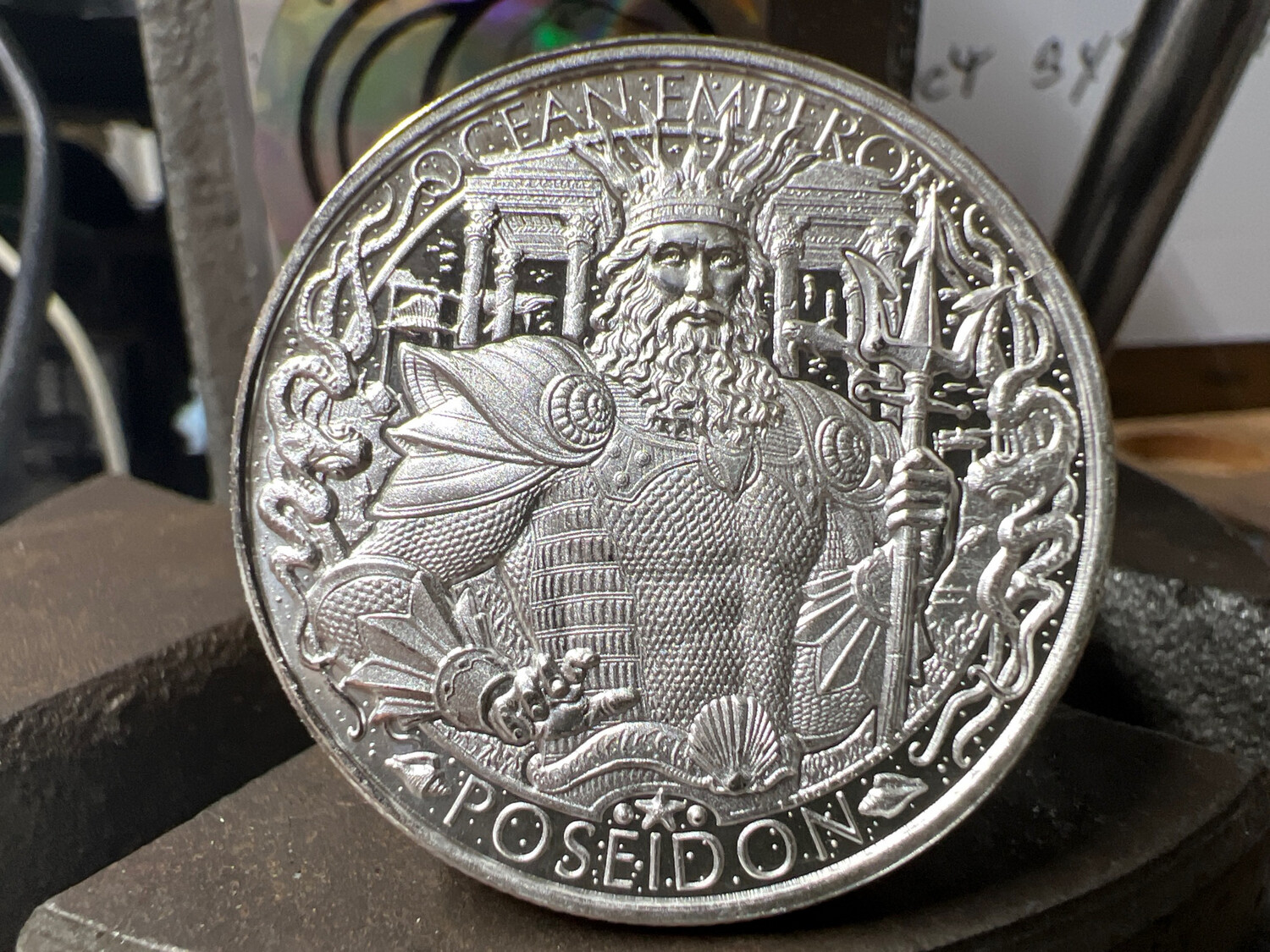 Atlantis Poseidon Fine Silver Coin Ring