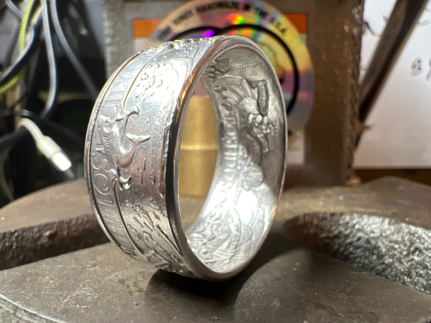 Atlantis Poseidon Fine Silver Coin Ring