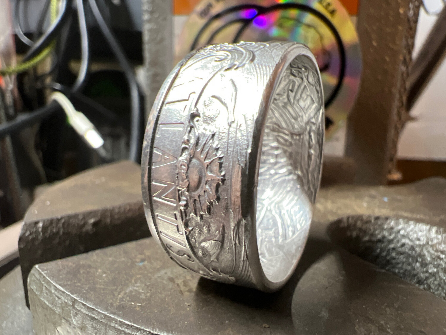 Atlantis Poseidon Fine Silver Coin Ring