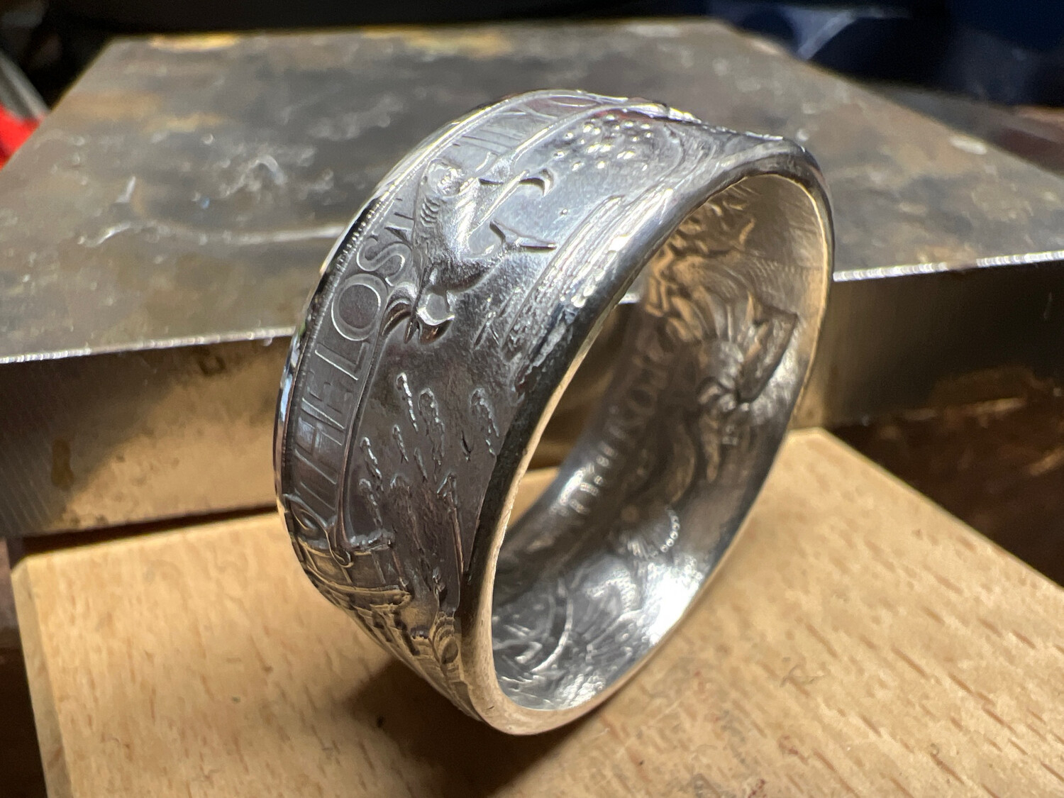 Atlantis Poseidon Fine Silver Coin Ring