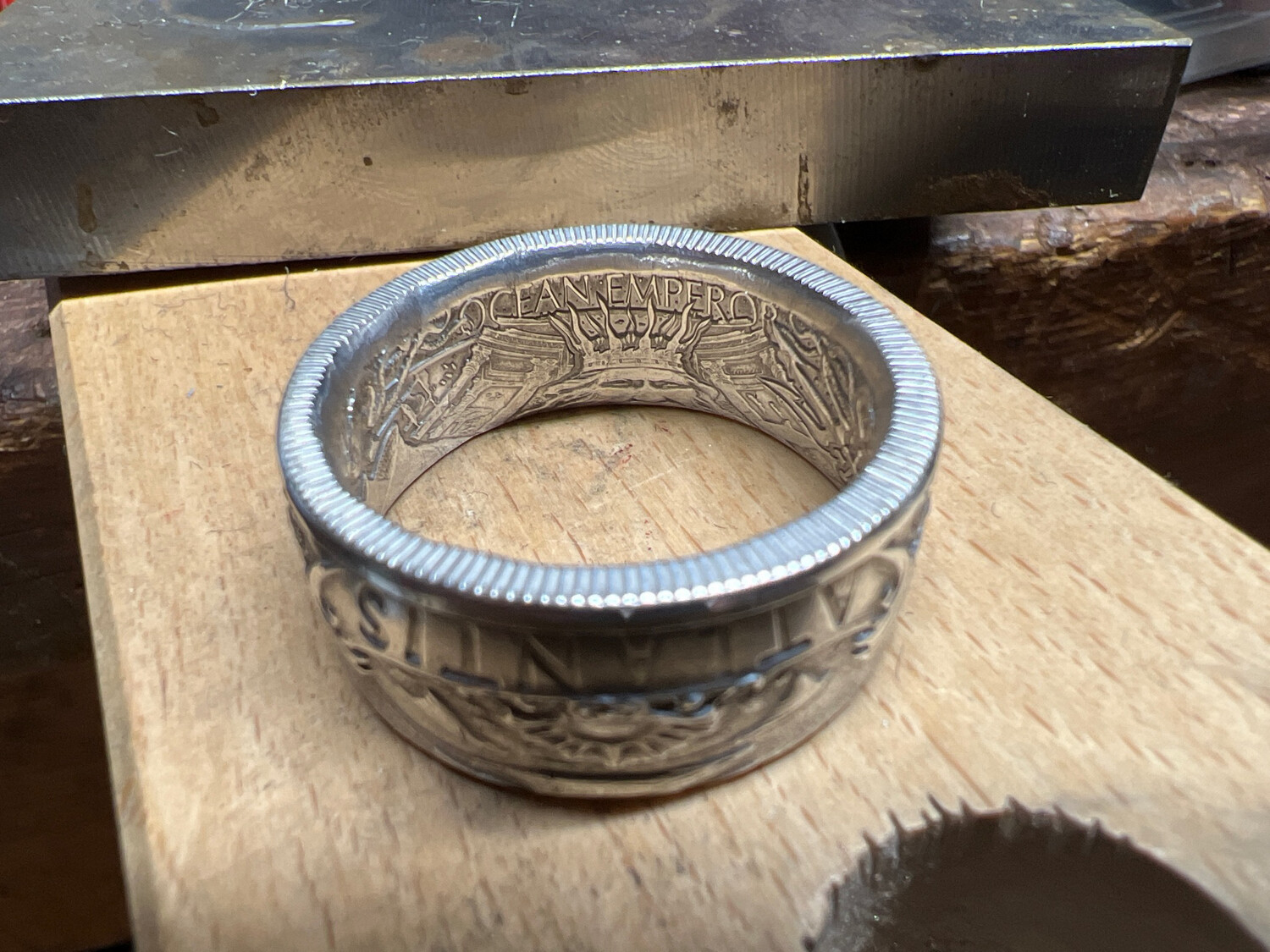 Atlantis Poseidon Fine Silver Coin Ring