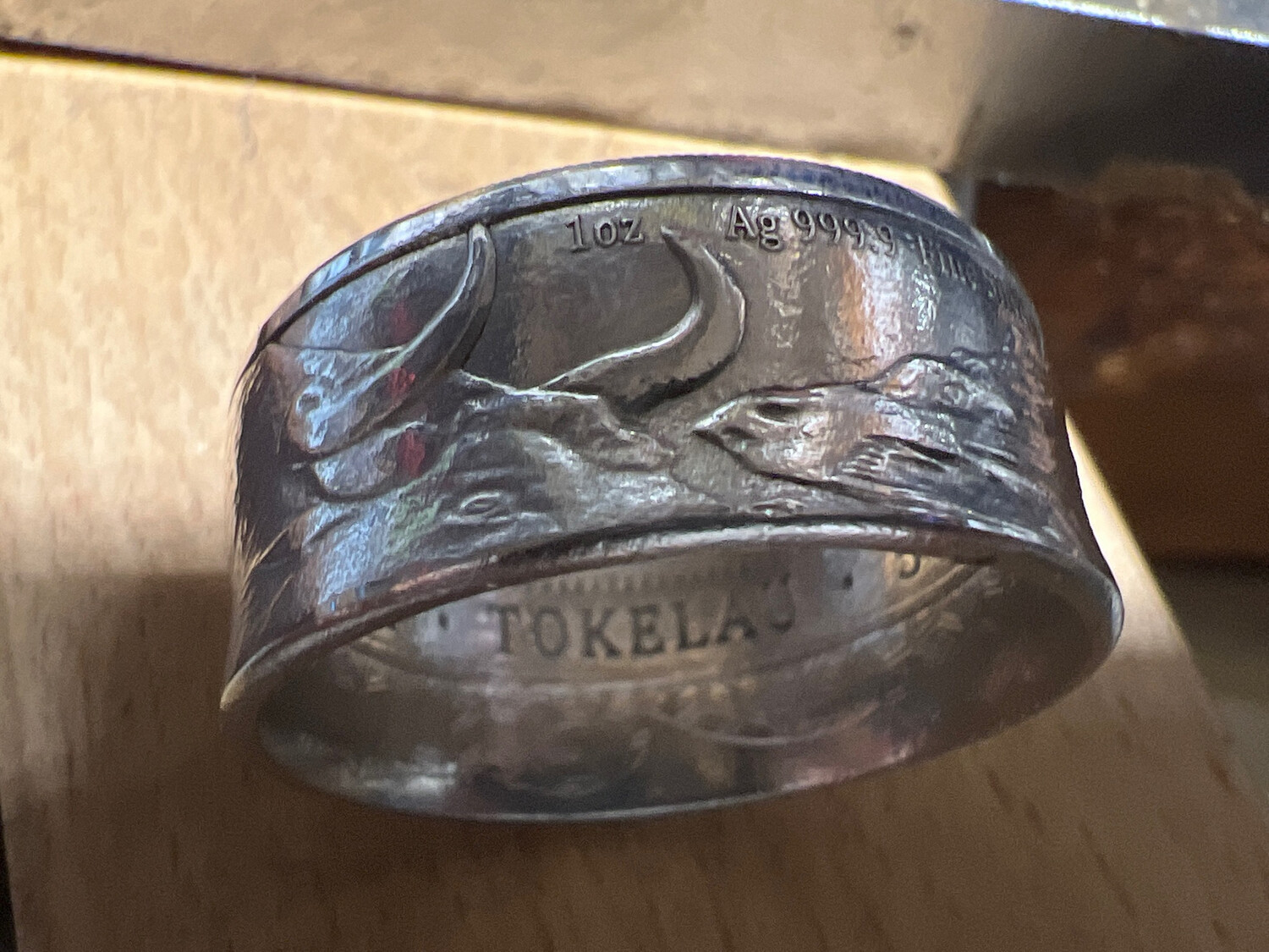 Bull And Bear Fine Silver Coin Ring