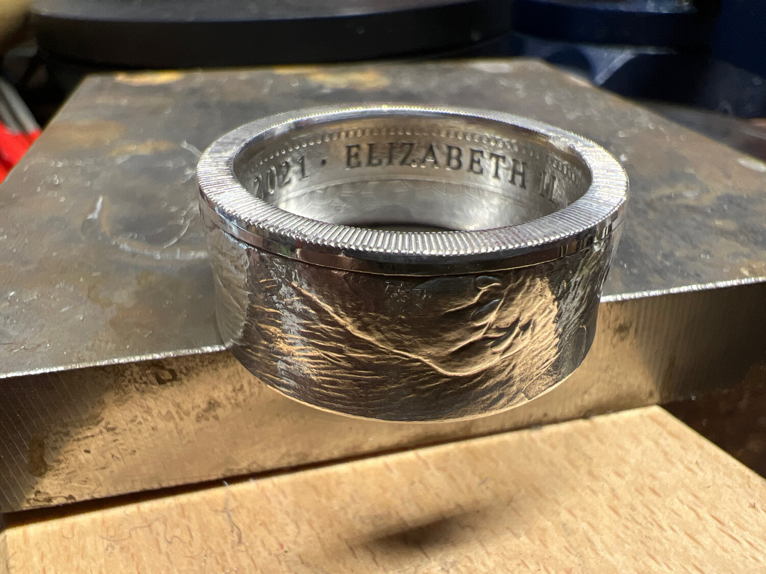 Bull And Bear Fine Silver Coin Ring