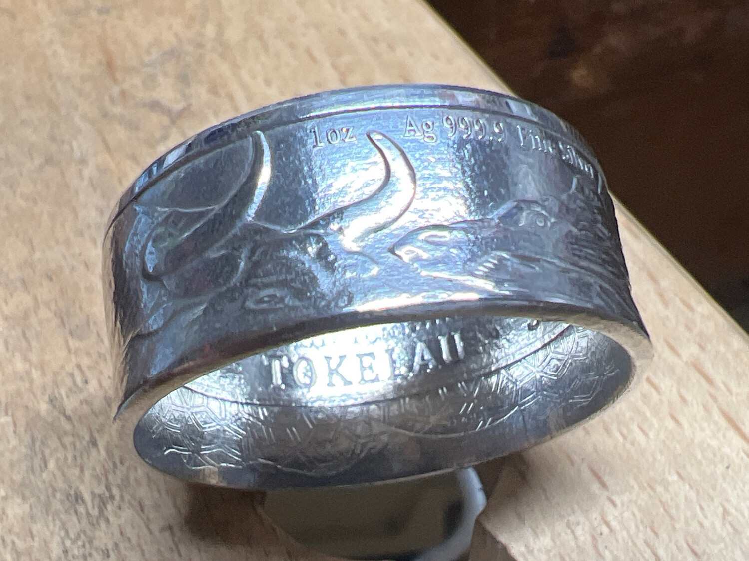 Bull And Bear Fine Silver Coin Ring