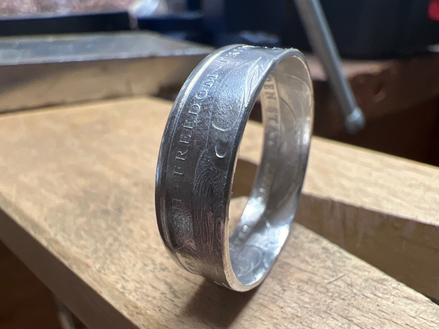  Eagle And Flag 1/4 Oz Silver Round Coin Ring