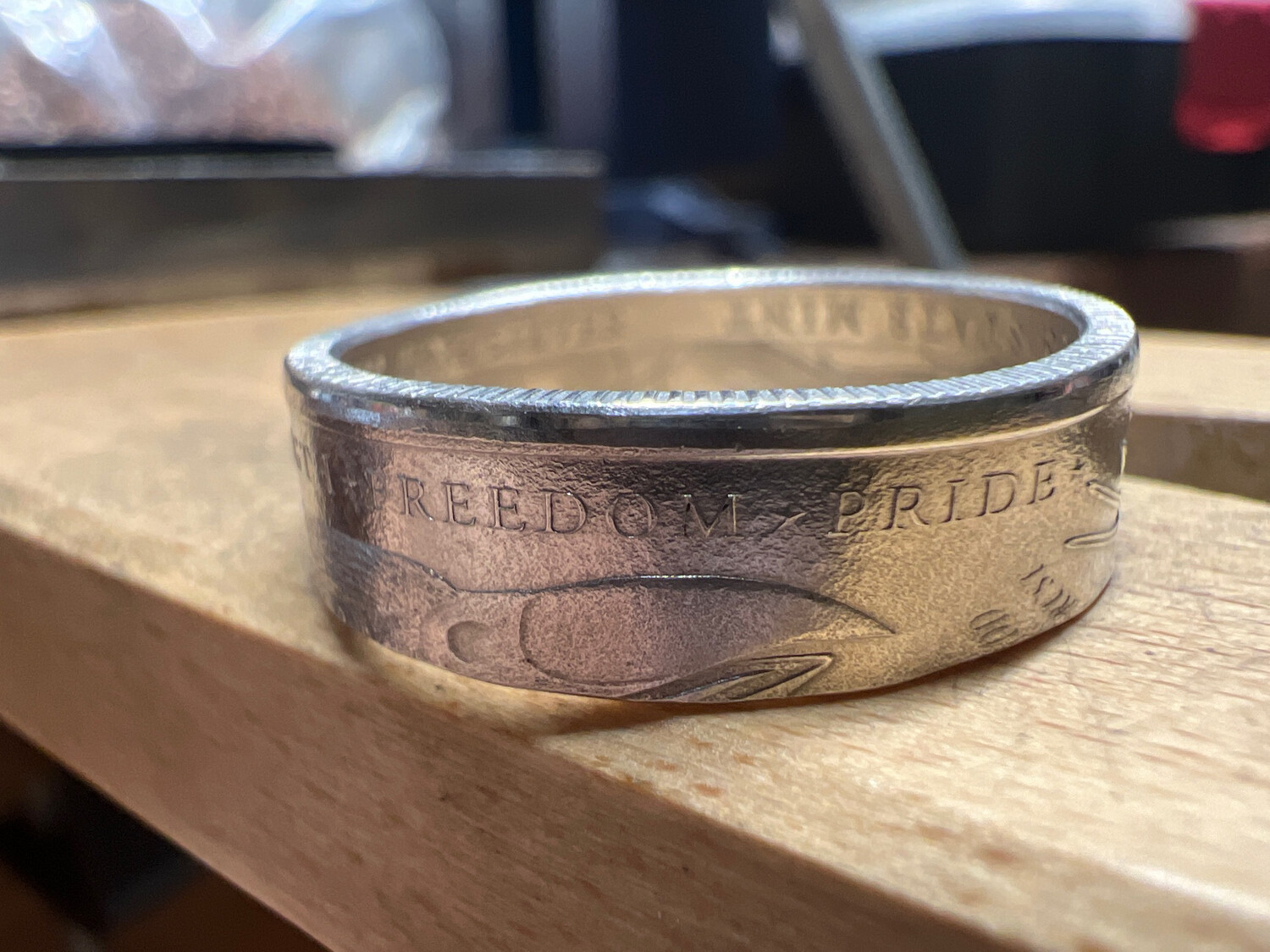  Eagle And Flag 1/4 Oz Silver Round Coin Ring