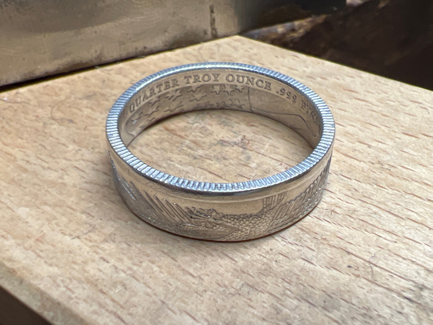  Eagle And Flag 1/4 Oz Silver Round Coin Ring
