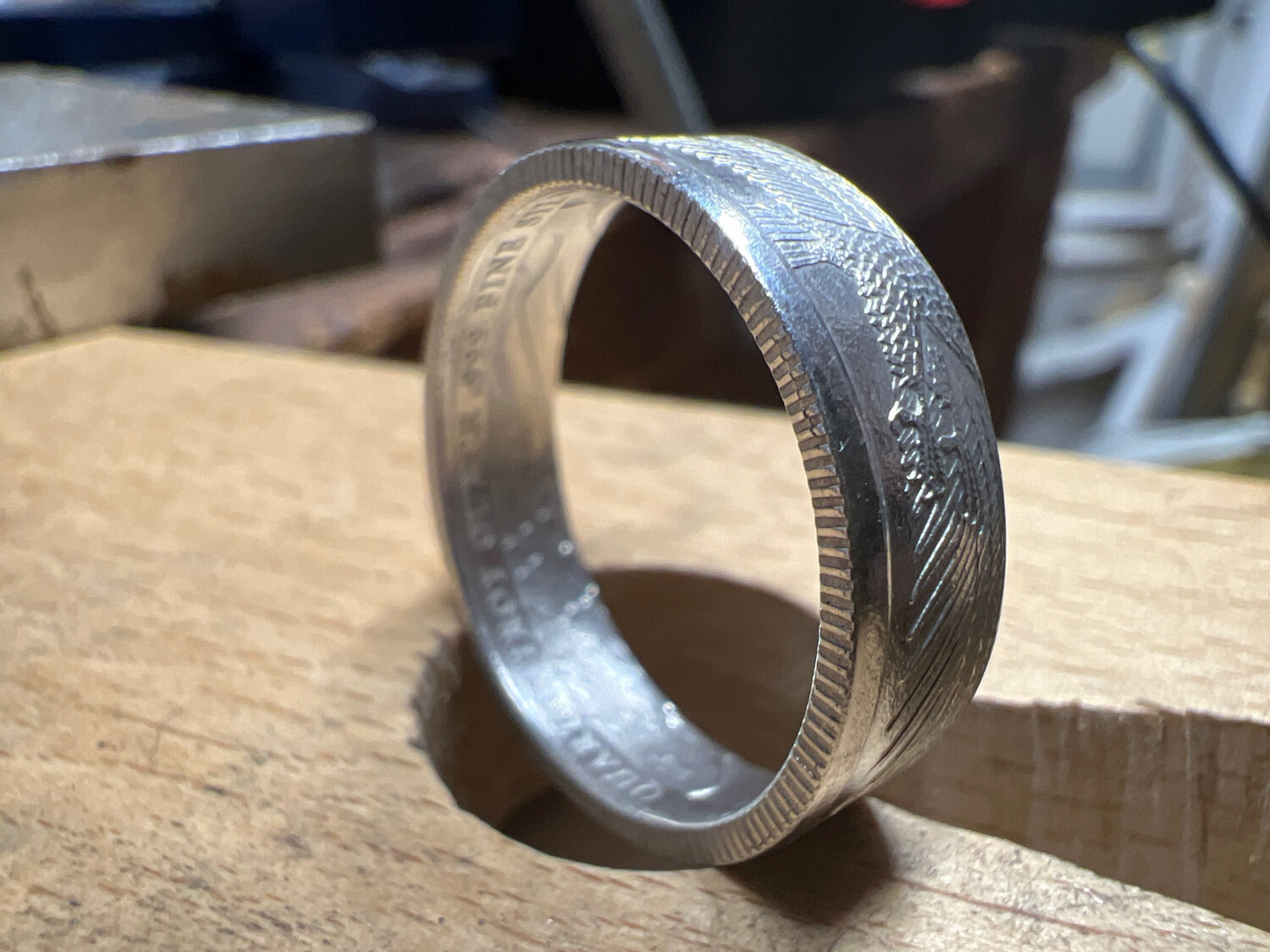  Eagle And Flag 1/4 Oz Silver Round Coin Ring