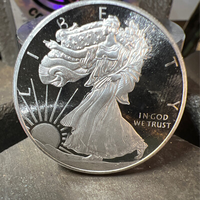 Walking Liberty 1/2 Oz Silver Round Coin Ring