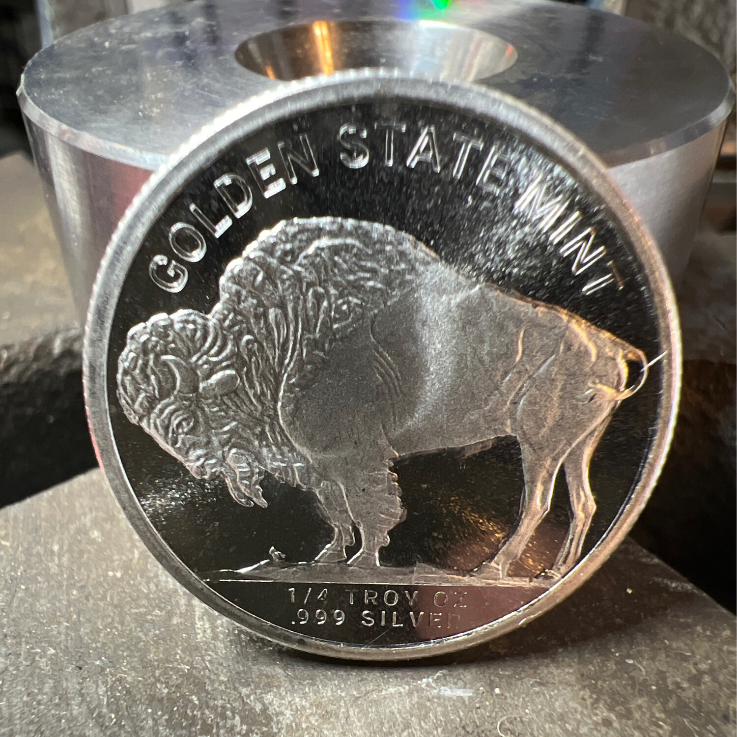 Indian Buffalo 1/4 Oz Silver Round Coin Ring