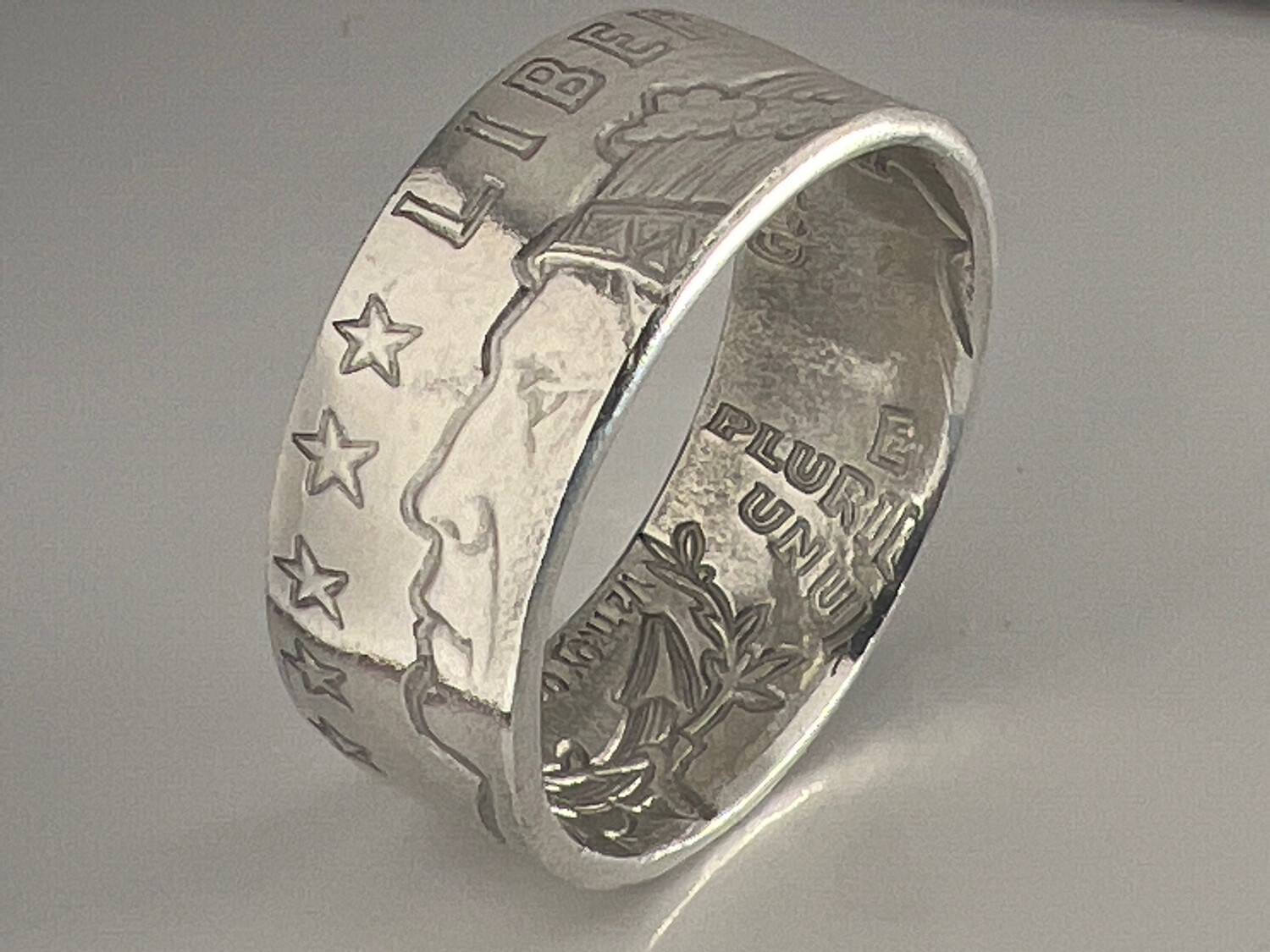  Incuse Indian 1/4 Oz Silver Round Coin Ring
