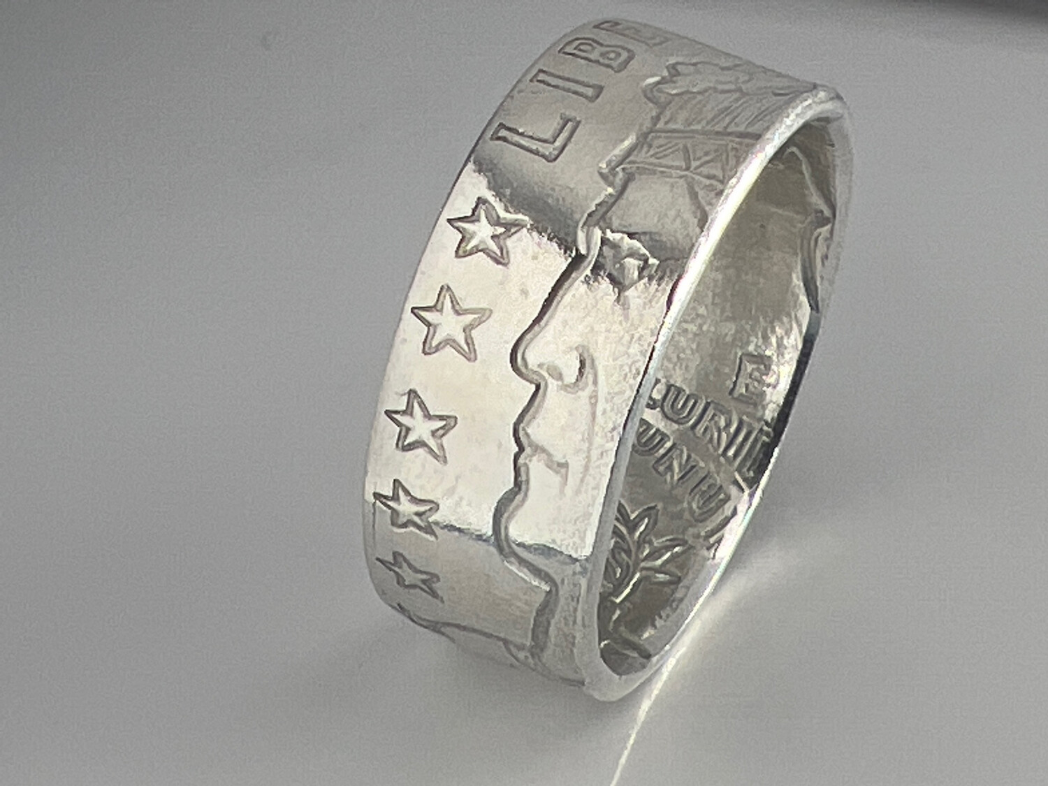  Incuse Indian 1/4 Oz Silver Round Coin Ring