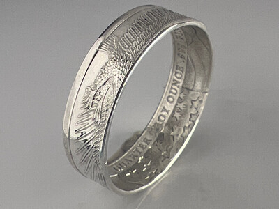  Eagle And Flag 1/4 Oz Silver Round Coin Ring