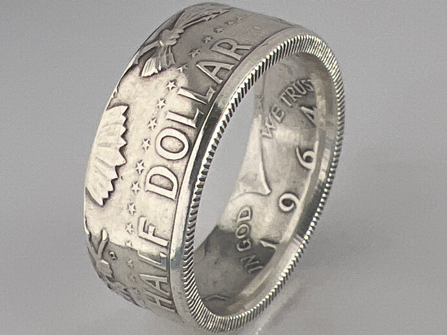 1964 Kennedy Half Dollar 90% Silver Coin Ring