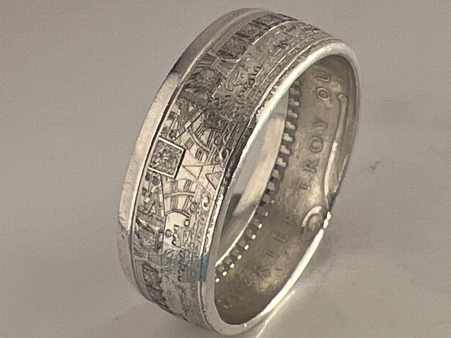 6-18 Aztec hand made coin ring .999 Silver Sizes 
