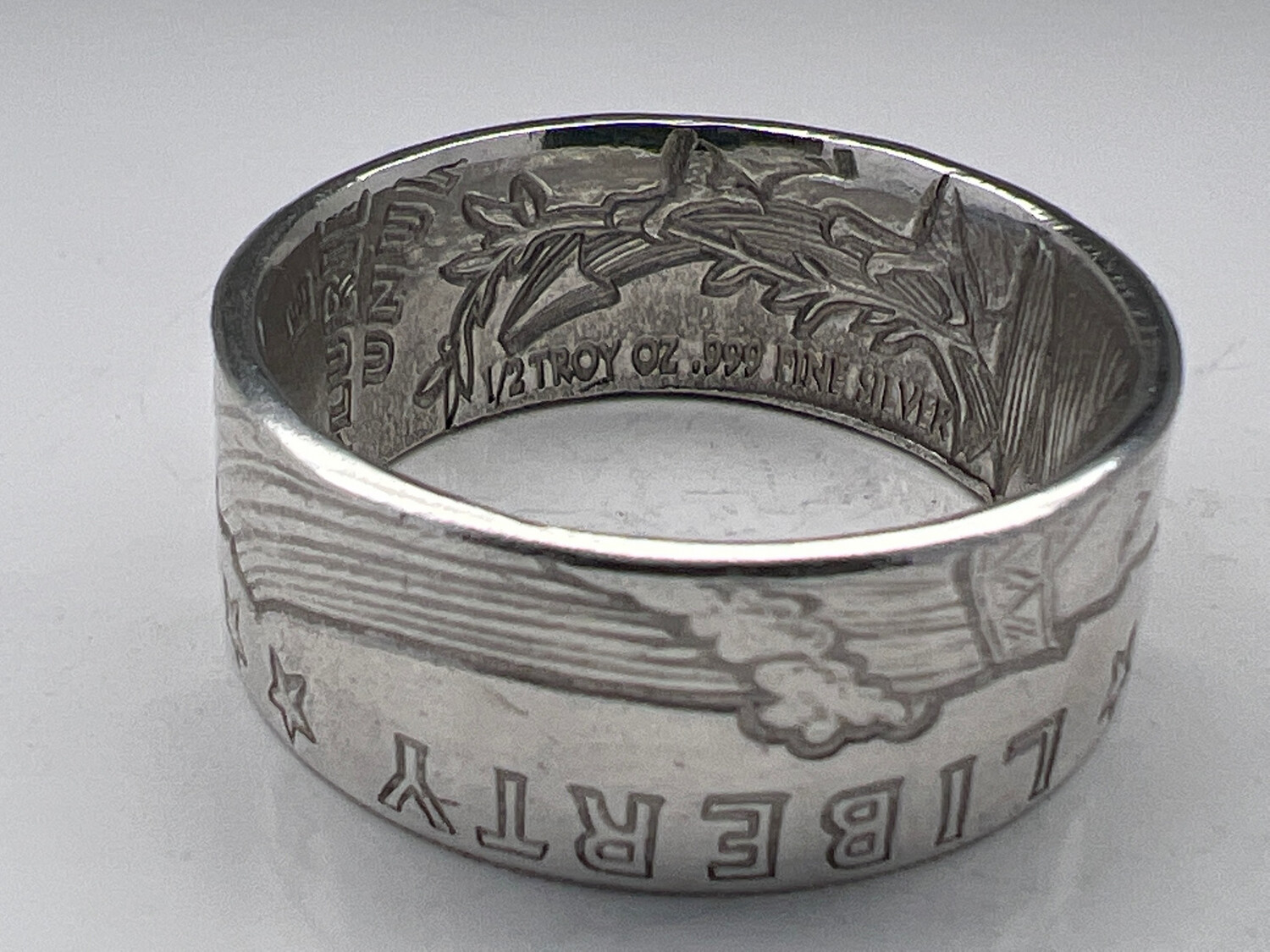 Incuse Indian 1/2 Oz Silver Round Coin Ring