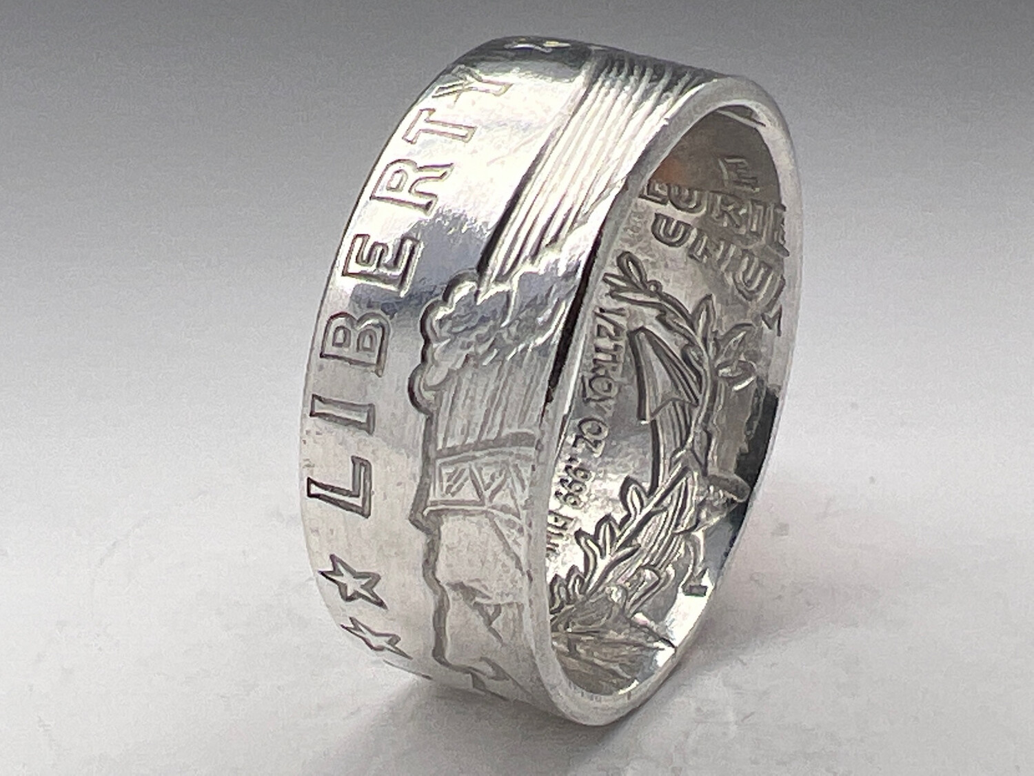 Incuse Indian 1/2 Oz Silver Round Coin Ring
