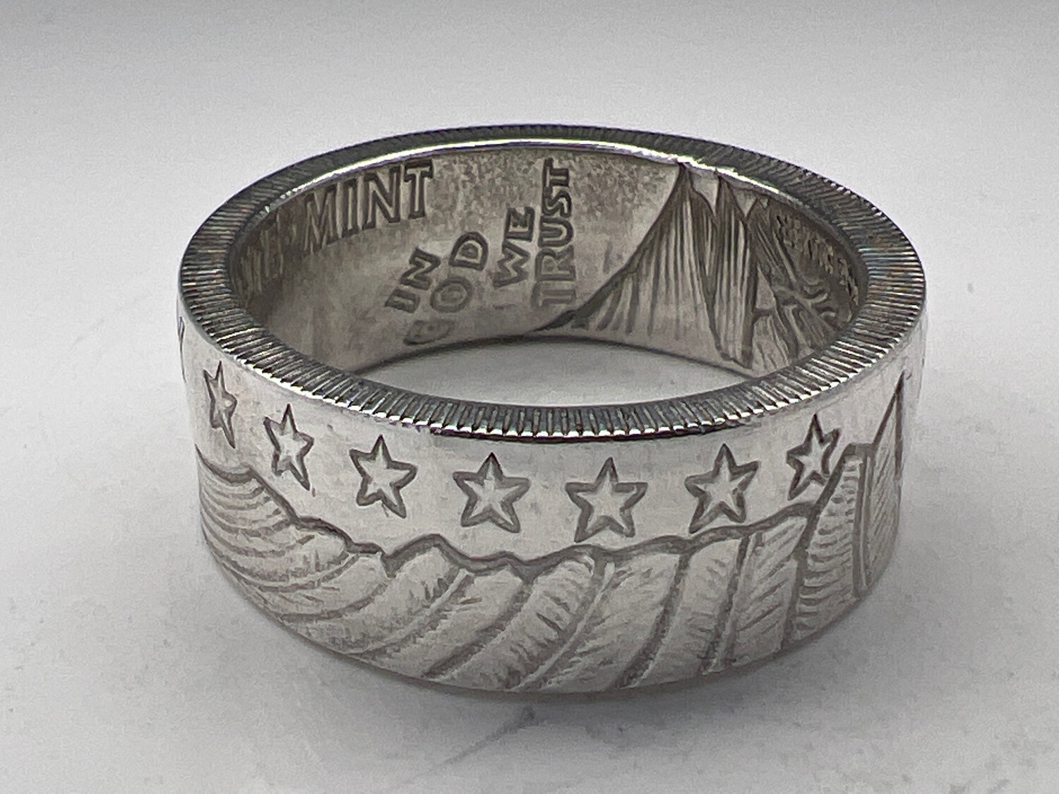 Incuse Indian 1/2 Oz Silver Round Coin Ring