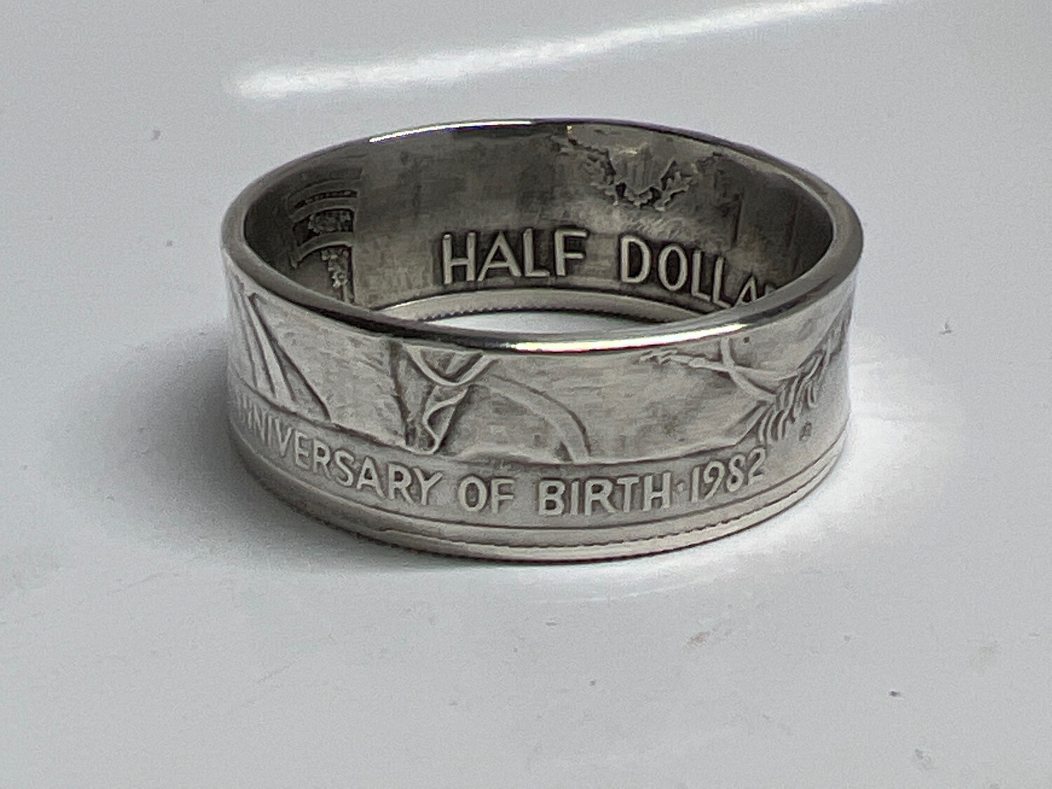1982 George Washington Half Dollar 90% Silver Coin Ring