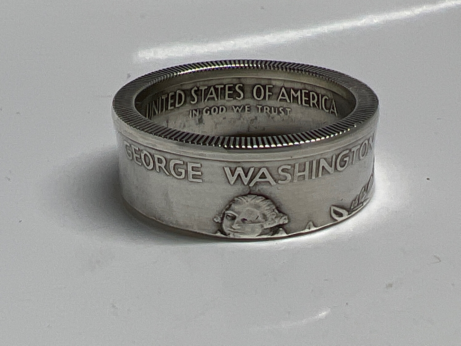 1982 George Washington Half Dollar 90% Silver Coin Ring