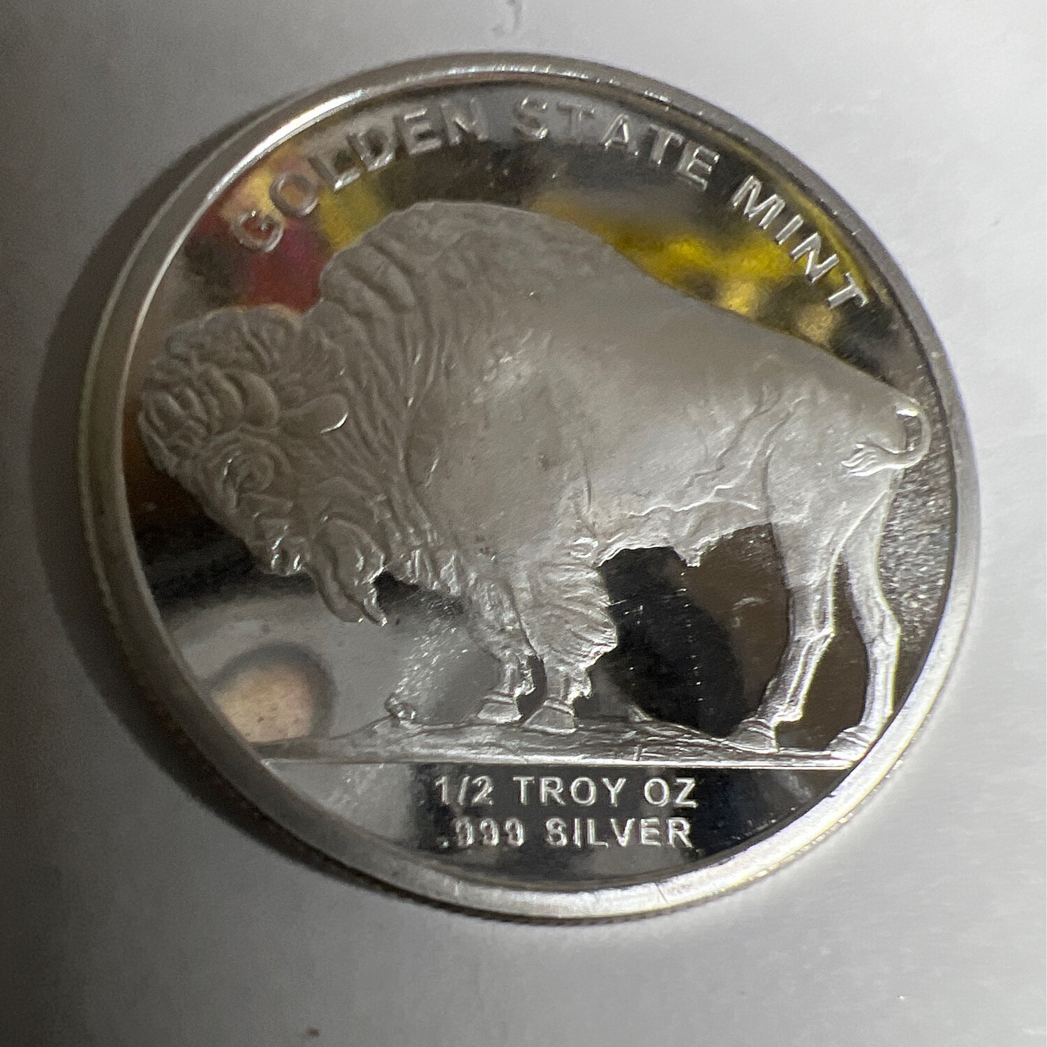 Indian And Buffalo 1/2 Oz Silver Round Coin Ring