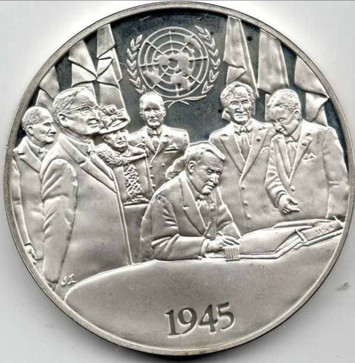 United Nations Charter Signed Sterling Silver Coin Ring