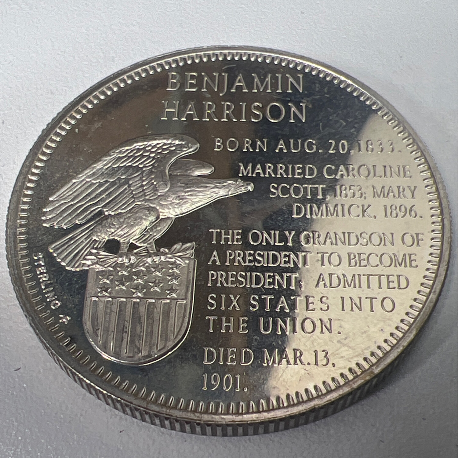 Benjamin Harrison Sterling Silver Coin Ring
