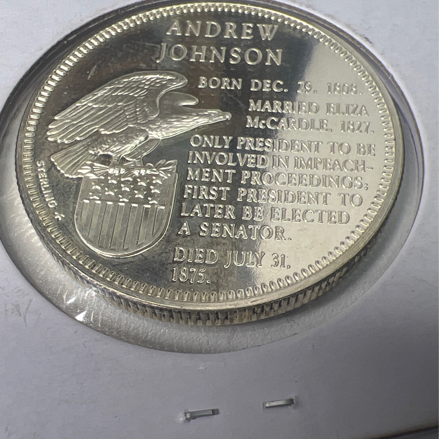  Andrew Johnson Sterling Silver Coin Ring