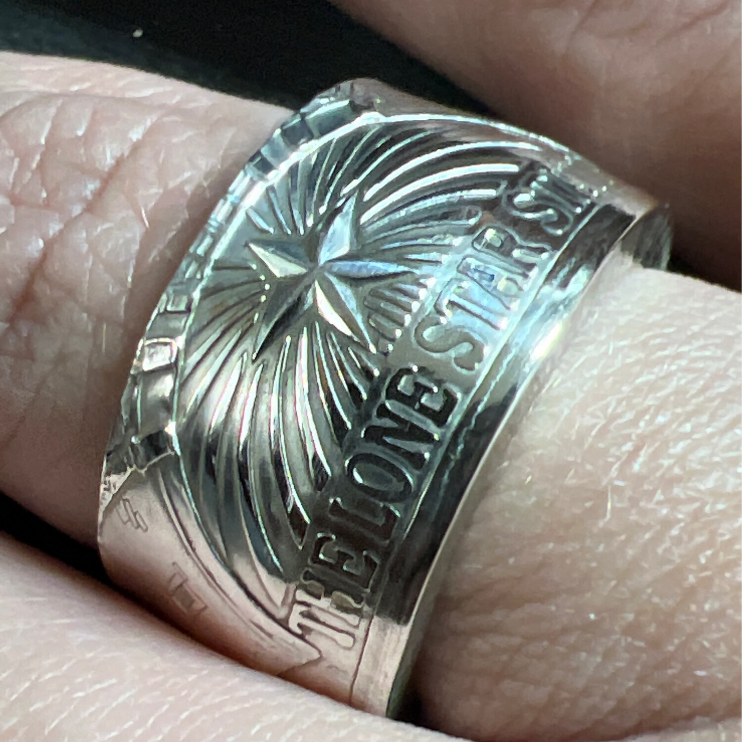 Texas Lone Star State Fine Silver Coin Ring
