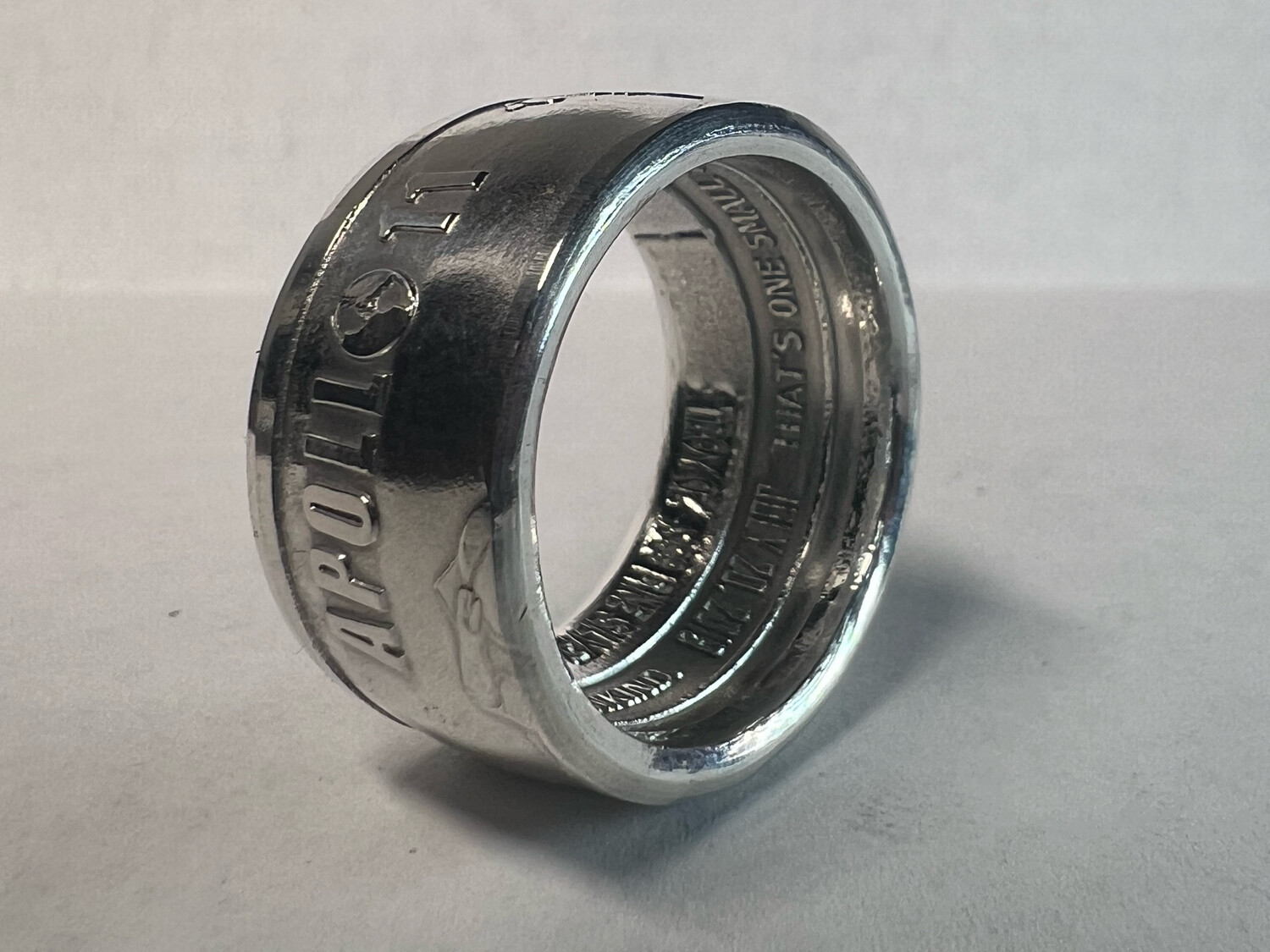 Apollo 11 1969 Moon Landing Fine Silver Coin Ring