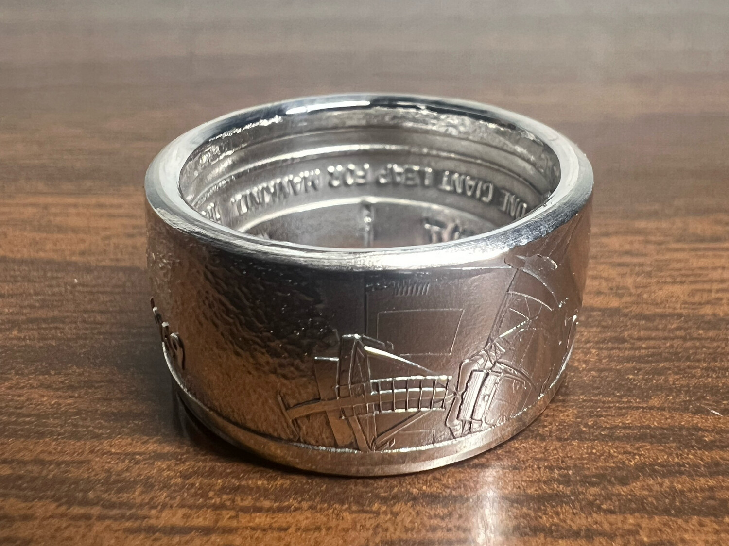 Apollo 11 1969 Moon Landing Fine Silver Coin Ring