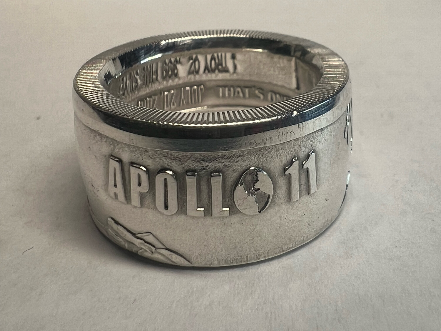 Apollo 11 1969 Moon Landing Fine Silver Coin Ring