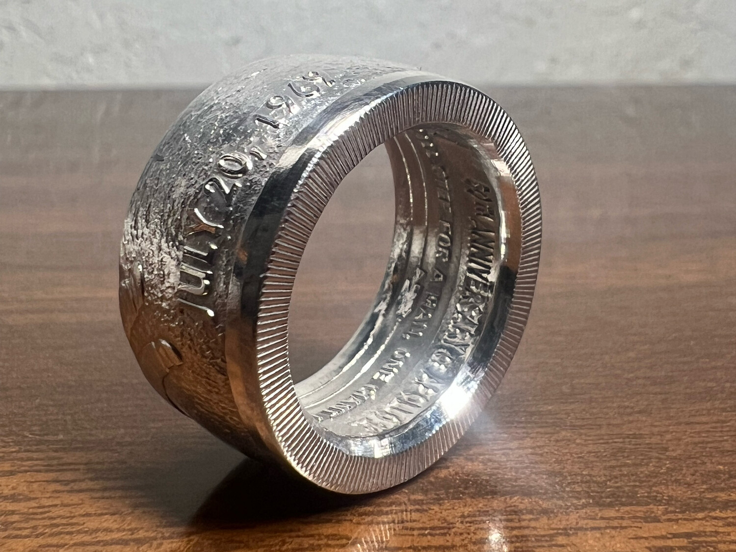 Apollo 11 1969 Moon Landing Fine Silver Coin Ring