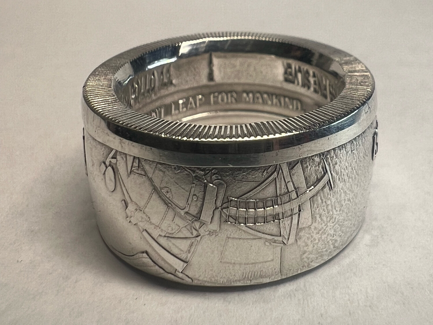 Apollo 11 1969 Moon Landing Fine Silver Coin Ring