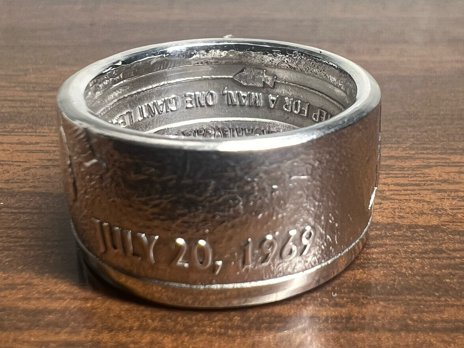 Apollo 11 1969 Moon Landing Fine Silver Coin Ring