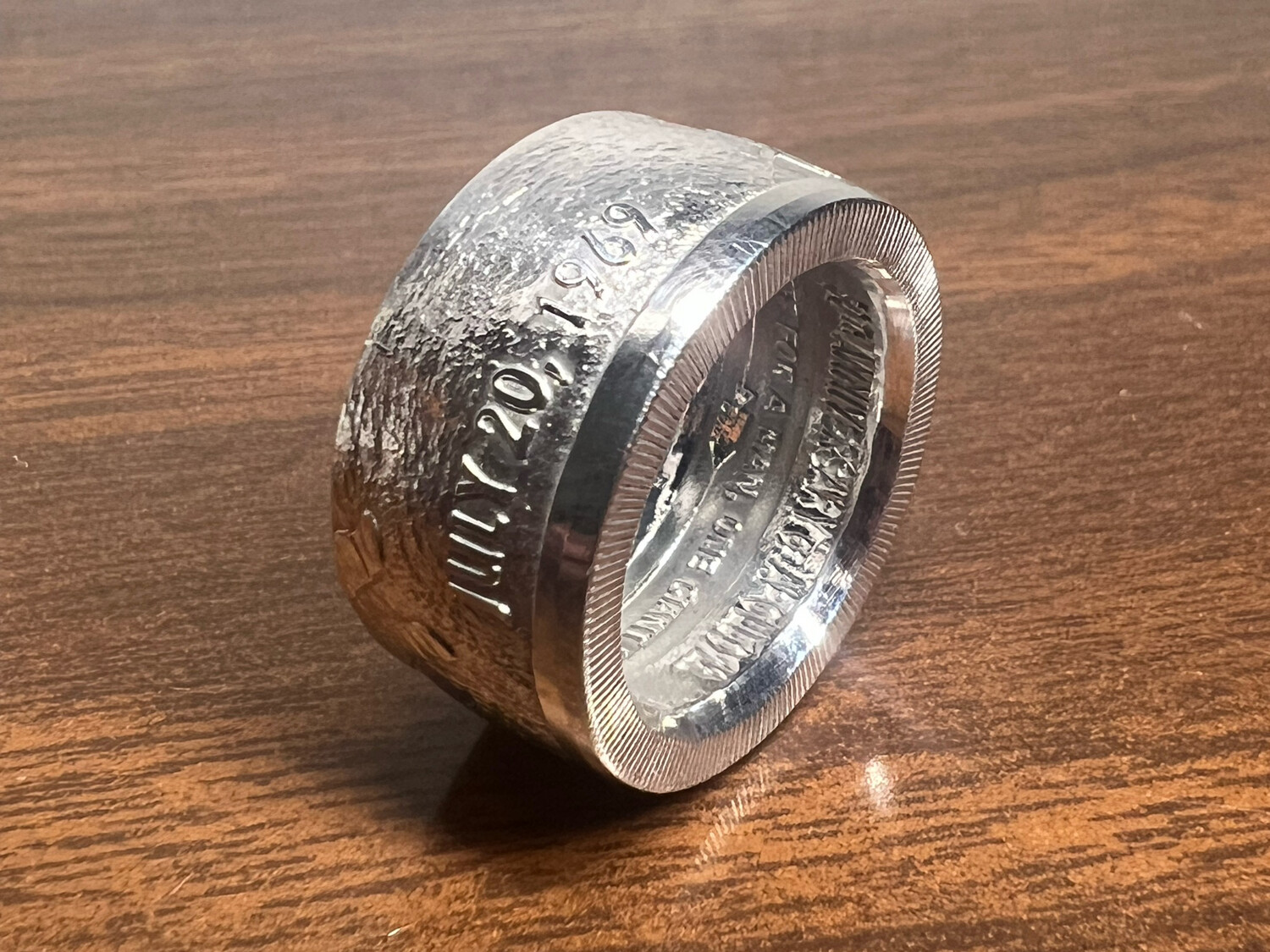 Apollo 11 1969 Moon Landing Fine Silver Coin Ring
