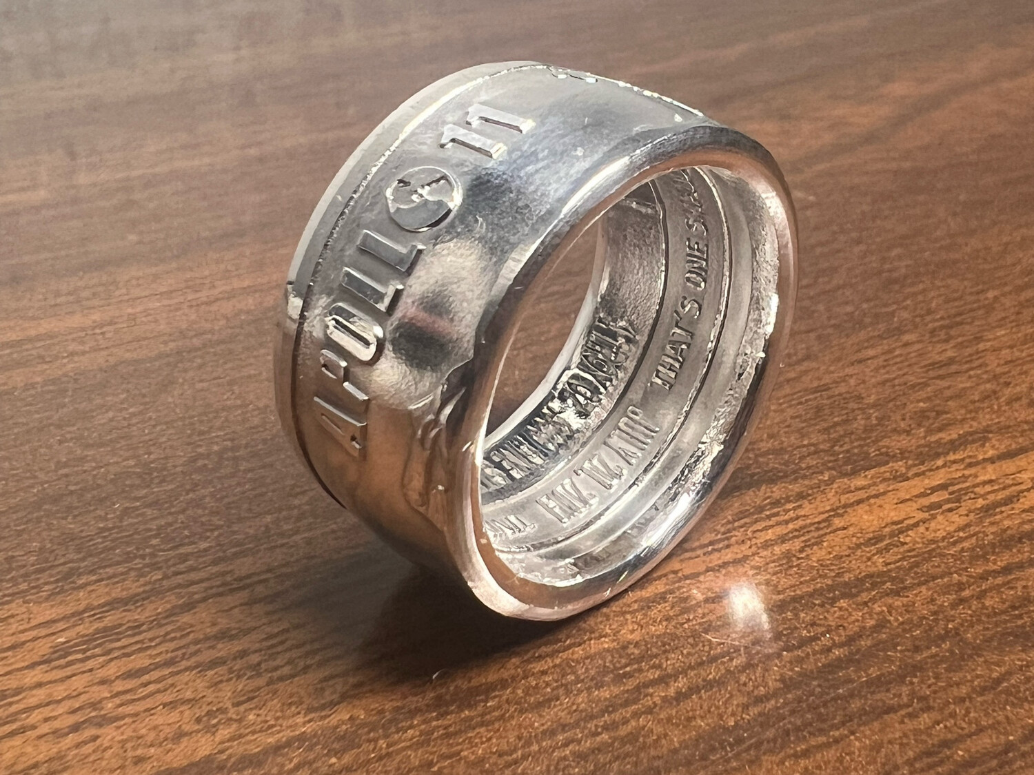 Apollo 11 1969 Moon Landing Fine Silver Coin Ring