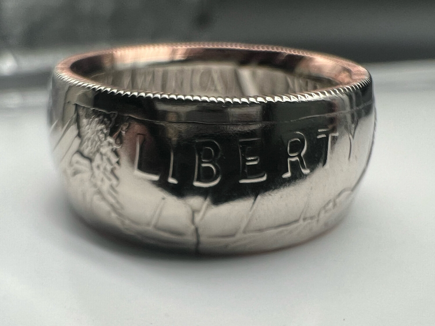 1986 Half Dollar Copper Clad Coin Ring