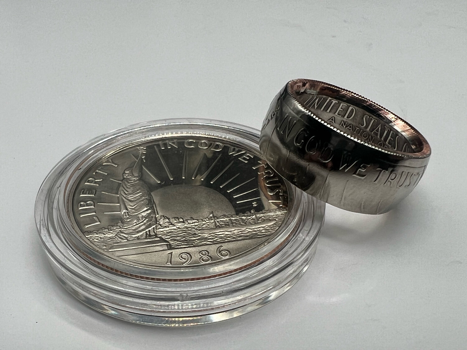 1986 Half Dollar Copper Clad Coin Ring