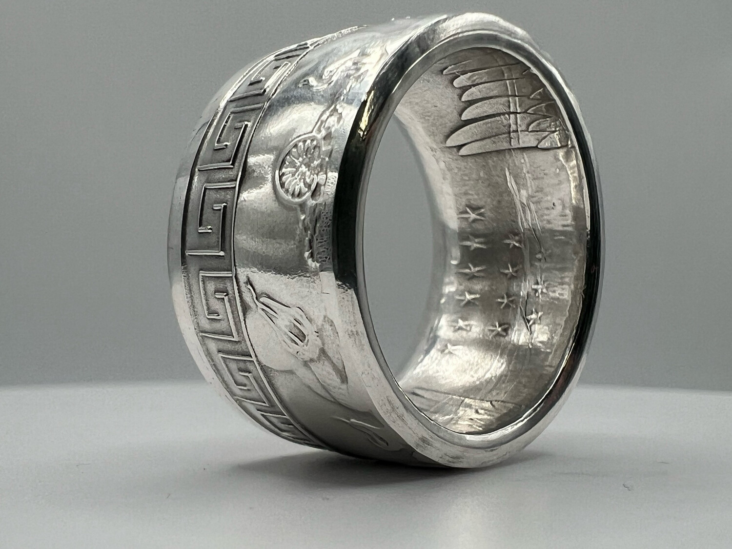Medusa Fine Silver Coin Ring