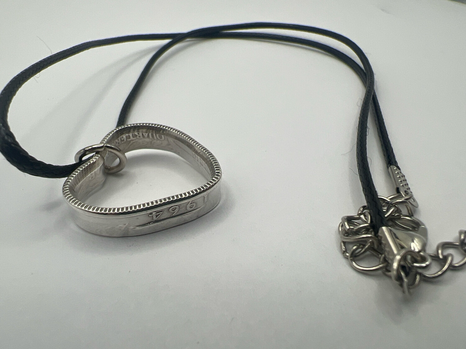 Silver Quarter Heart Necklace