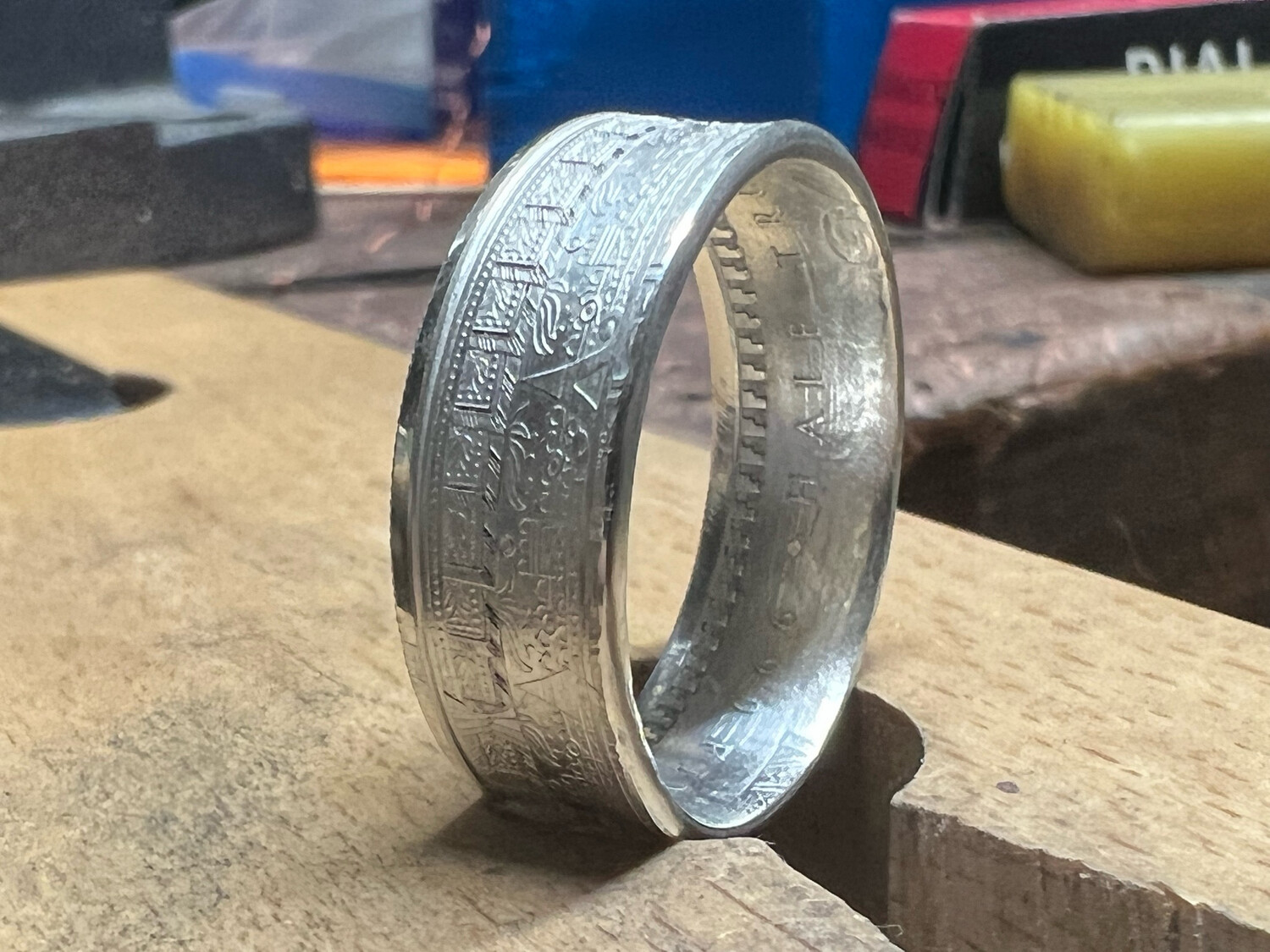 Aztec 1/2 Oz Silver Round Coin Ring