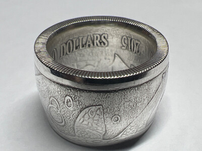 Sea Turtle Fine Silver Coin Ring
