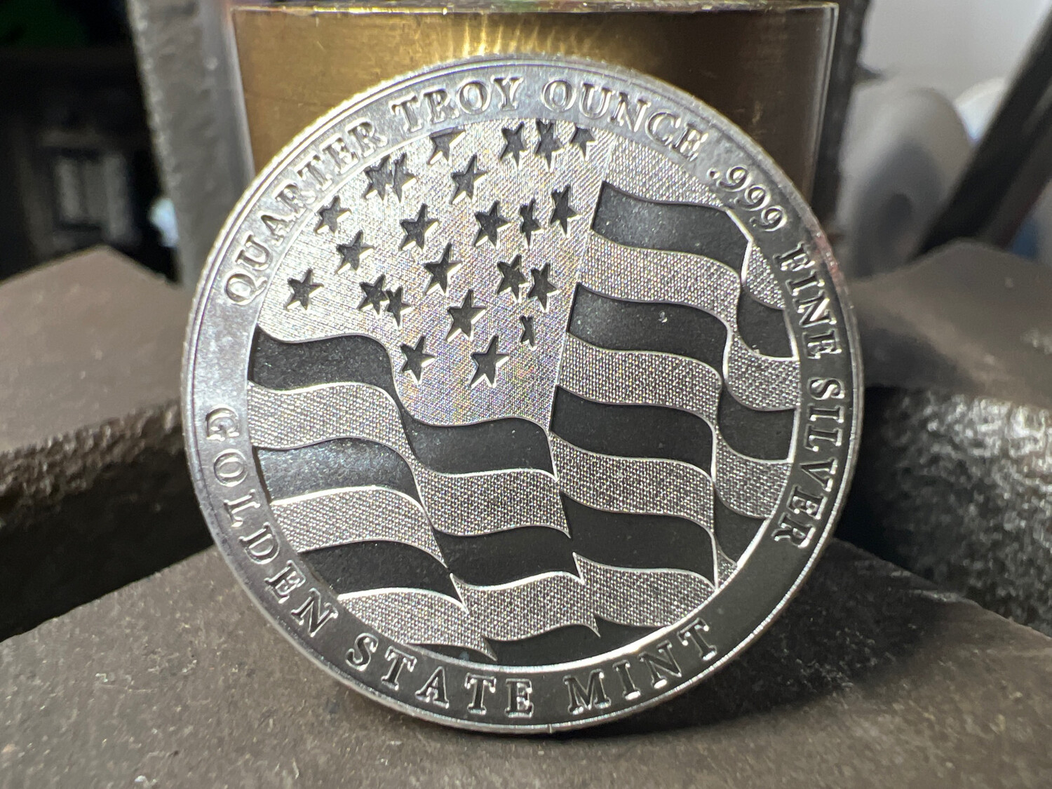  Eagle And Flag 1/4 Oz Silver Round Coin Ring