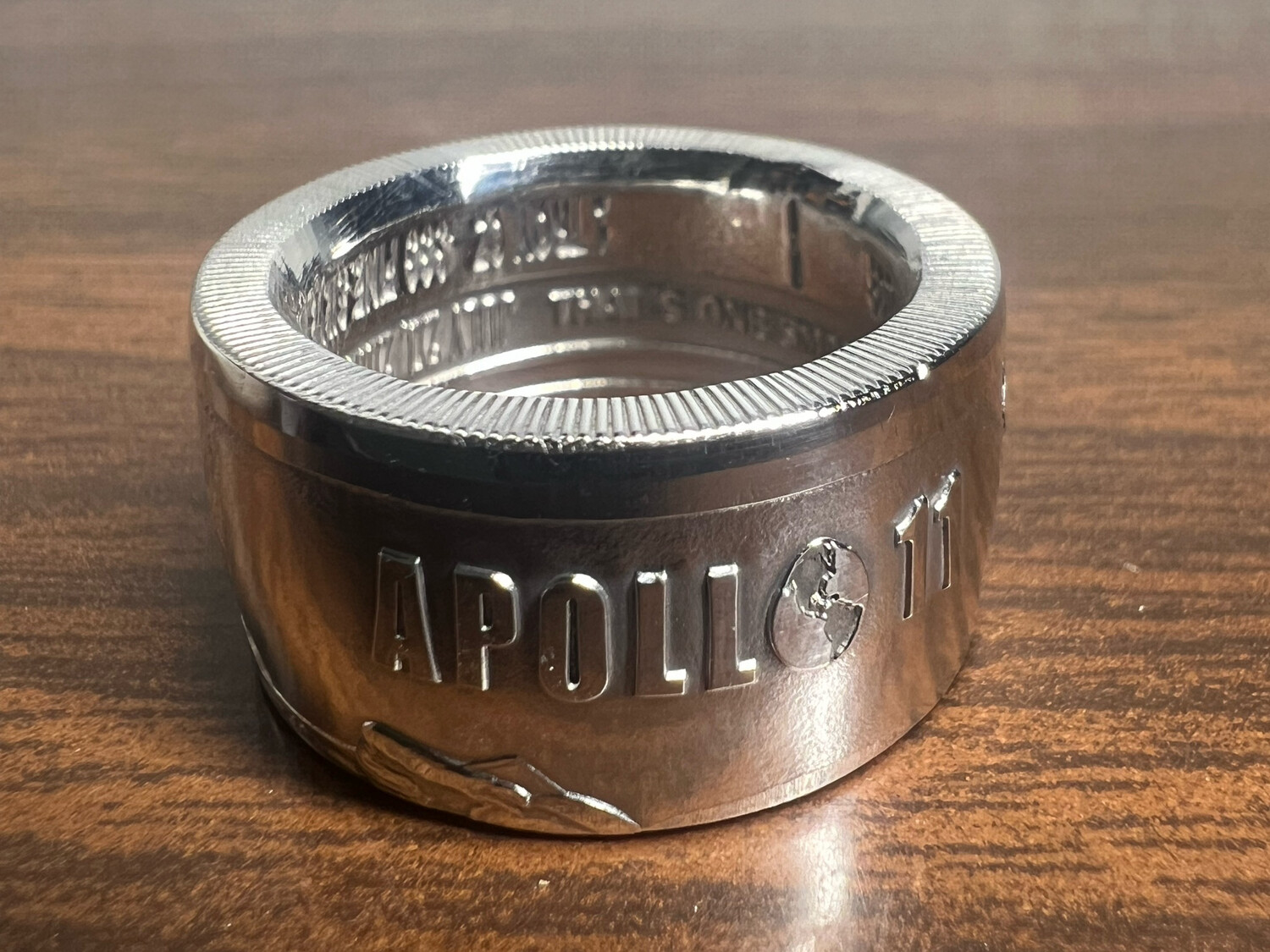 Apollo 11 1969 Moon Landing Fine Silver Coin Ring