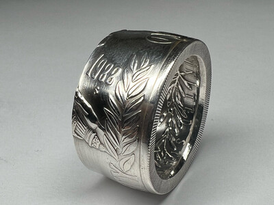 1988 Olympic Dollar 90% Silver Coin Ring