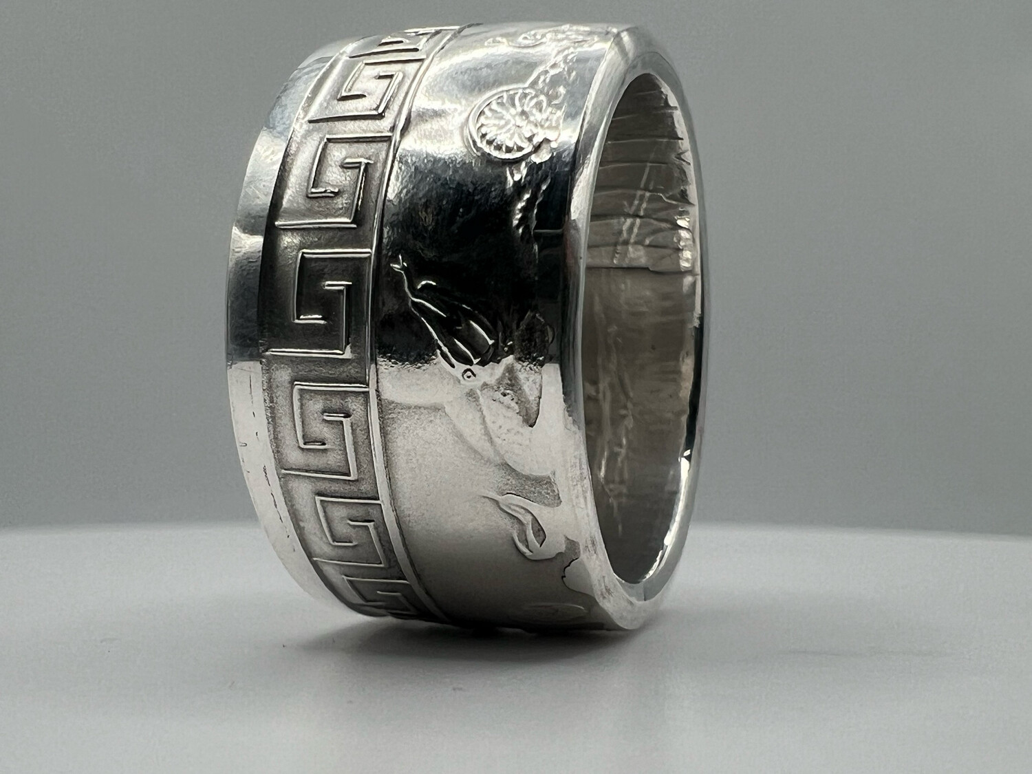 Medusa Fine Silver Coin Ring